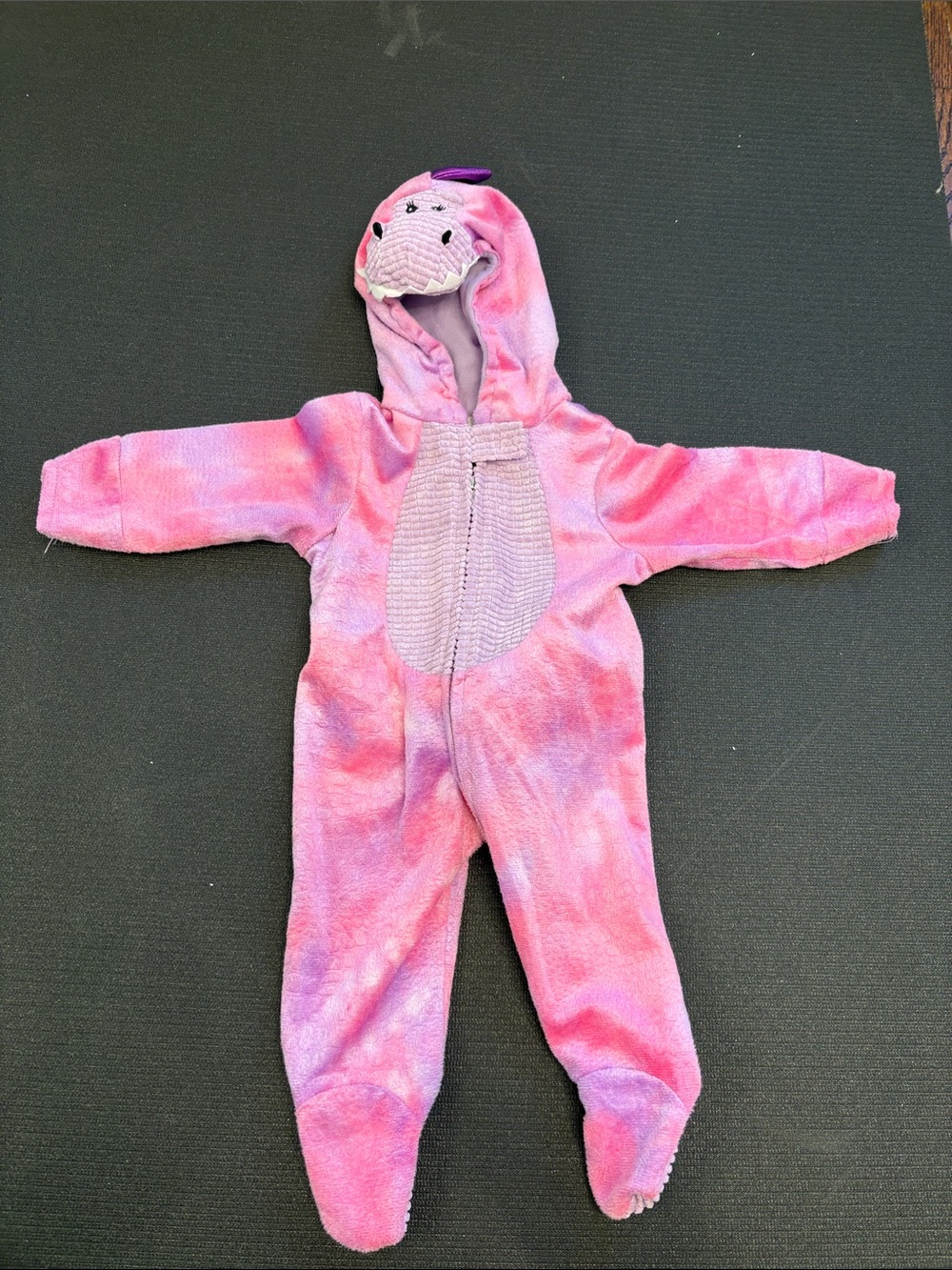 Pink Plush Dinosaur Hooded Kids One-Piece Footie